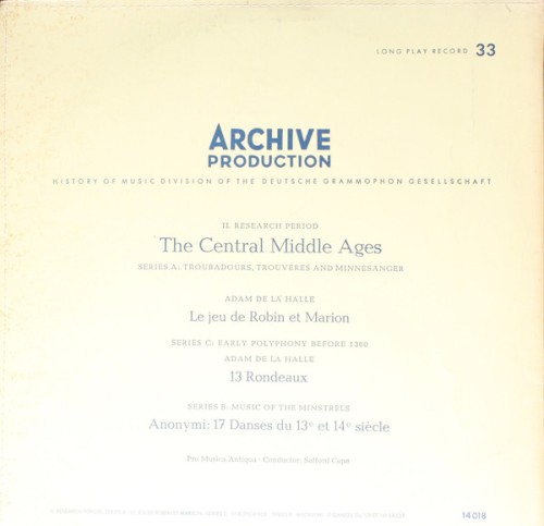 Le Jeu de Robin et Marion - 13 Rondeaux / 17 Danses du 13e et 14e Siècle